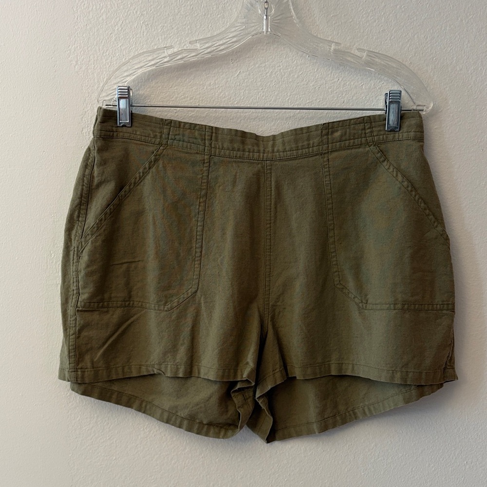 Primark Olive Green Women's Cotton/Linen Shorts
